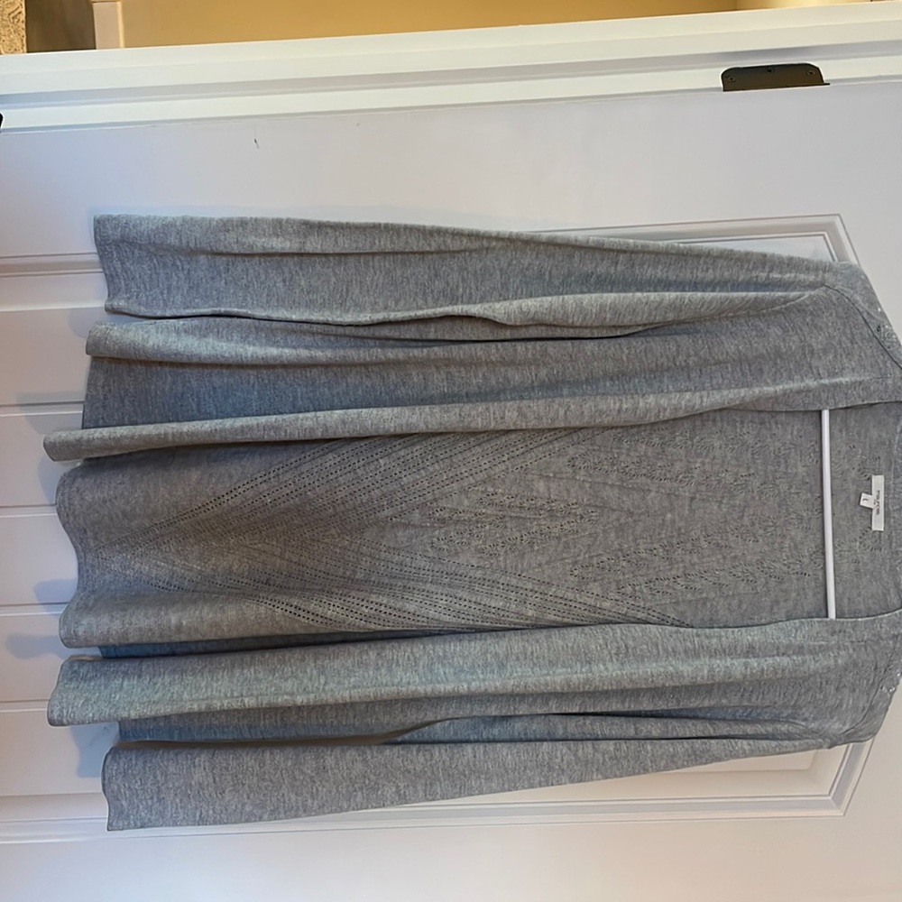 Maurice’s lightweight gray cardigan